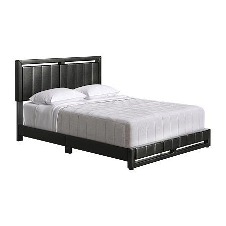 Bethany Upholstered Platform Bed, One Size, Black