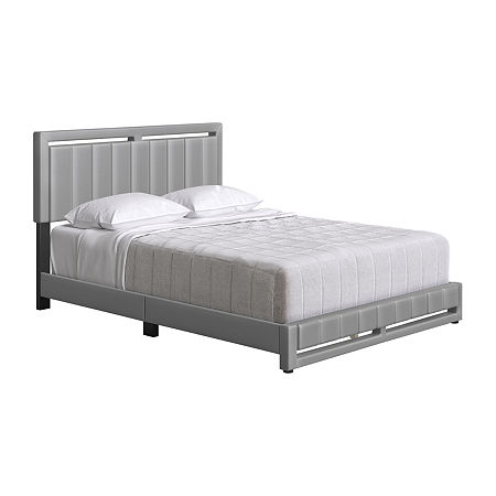 Bethany Upholstered Platform Bed, One Size, Gray