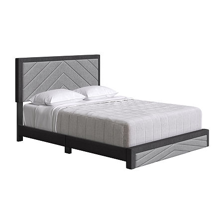 Brighton Upholstered Platform Bed, One Size, Black