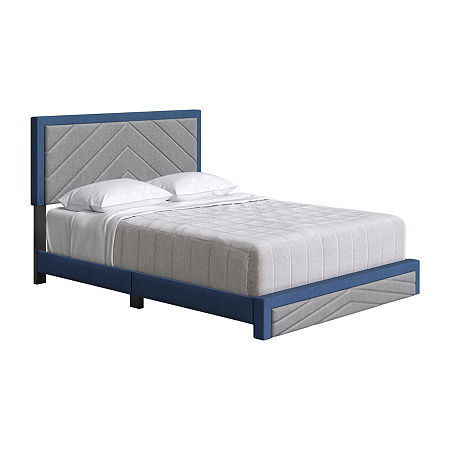 Brighton Upholstered Platform Bed, One Size, Blue