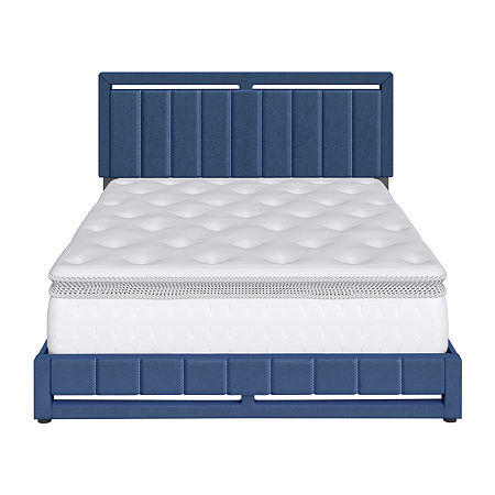 Shalene Upholstered Platform Bed, One Size, Blue