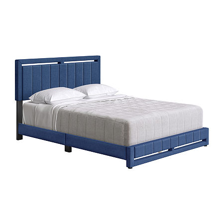 Shalene Upholstered Platform Bed, One Size, Blue