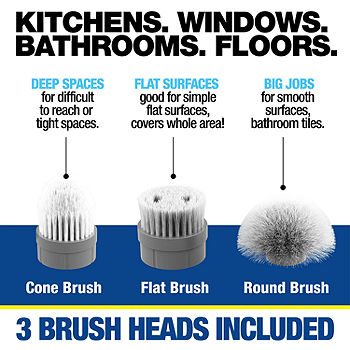 7 Pc Cordless Power Scrubber w/Extension Handle & 4 Cleaner Brushes 