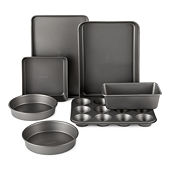 Farberware 10psc Nonstick Bakeware Set With Cooling Rack Grey Oven