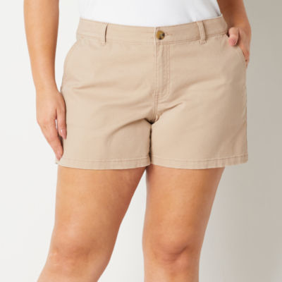 a.n.a Womens Mid Rise 4 1/2" Chino Short-Plus