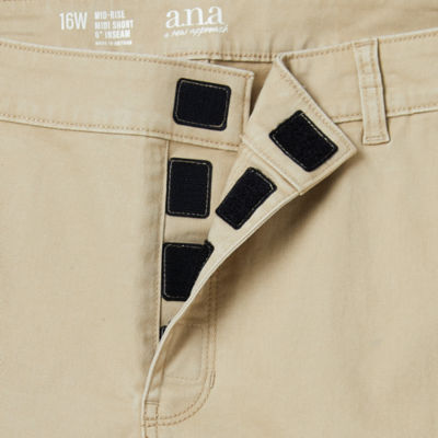 a.n.a Womens Mid Rise Adaptive Easy-on + Easy-off 6" Chino Short-Plus