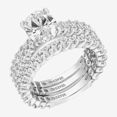 Diamonart Womens Cubic Zirconia Sterling Silver Bridal Set