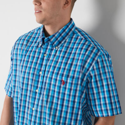 U.S. Polo Assn. Big and Tall Mens Classic Fit Short Sleeve Plaid Button-Down Shirt