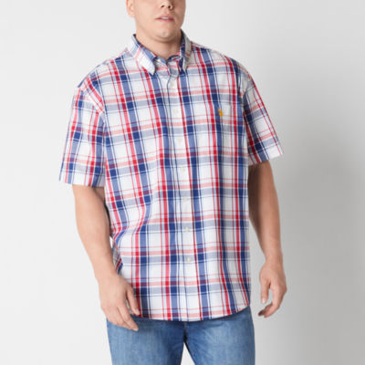 U.S. Polo Assn. Big and Tall Mens Classic Fit Short Sleeve Plaid Button-Down Shirt