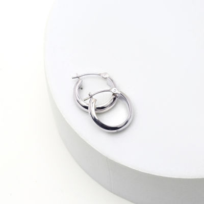 14K White Gold Hoop Earrings