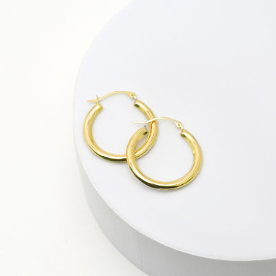 Womens 10K Gold 22mm Round Hoop Earrings