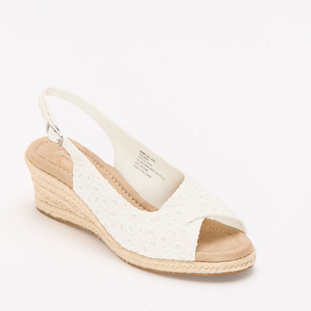 St. John's Bay Womens Lone Wedge Sandals, 5 1/2 Medium, White