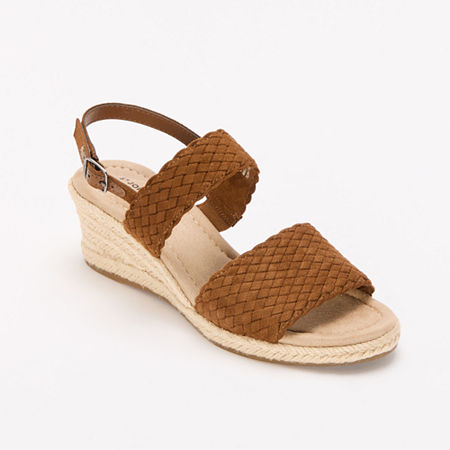 St. John's Bay Womens Lajolla Wedge Sandals, 5 1/2 Medium, Brown