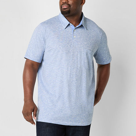 St. John's Bay Sueded Jersey Big and Tall Mens Classic Fit Short Sleeve Pocket Polo Shirt, 2x-large, Blue