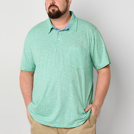 St. John's Bay Sueded Jersey Big and Tall Mens Classic Fit Short Sleeve Pocket Polo Shirt, 5x-large Tall, Green