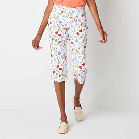 St. John's Bay Secretly Slender Womens Mid Rise Capri Pants, 6, White