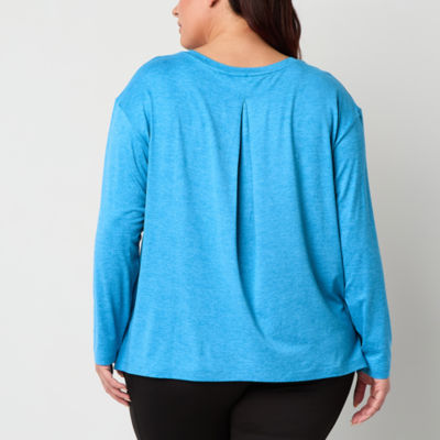 Xersion Womens Plus All Day Crew Neck Long Sleeve Tunic Top