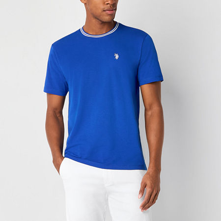 U.S. Polo Assn. Tipped Stretch Mens Crew Neck Short Sleeve T-Shirt, Medium, Blue