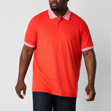 Shaquille O'Neal XLG Slub Collar Big and Tall Mens Regular Fit Short Sleeve Polo Shirt, 4x-large, Red