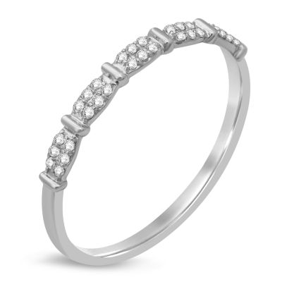 Diamond Accent Genuine White Diamond 10K White Gold Wedding Band