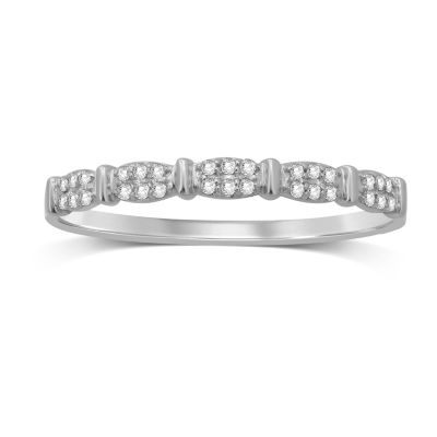 Womens Diamond Accent Genuine White Diamond 10K White Gold Wedding Band