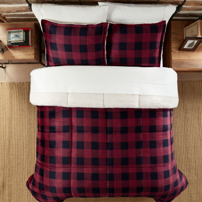 Serta Cozy Plush Buffalo Plaid Midweight Comforter Set