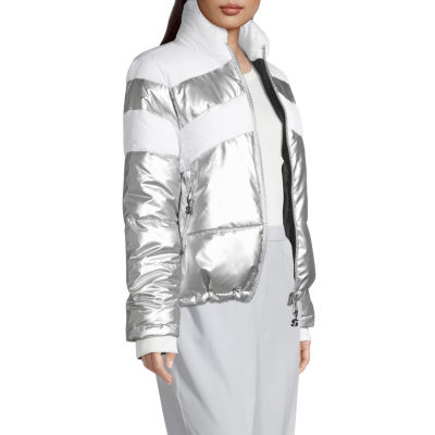 white mark knit midweight puffer jacket