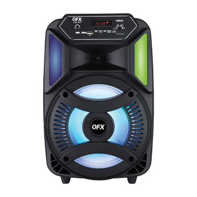 QFX 8" Bluetooth Rechargeable Portable Speaker with Muliti LED Lights, Microphone Input and TWS
