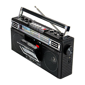 QFX AM/FM/ SW1-2 Radio BoomBox with & Upconvert Features for Tapes to USB, Color: Black JCPenney