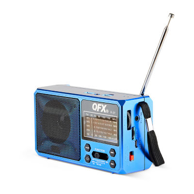 QFX AM/FM/SW Solar Radio with 2" Speaker, Rechargeable Battery, Flashlight, Carrying Strap