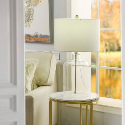 Collective Design By Stylecraft Glass With Gold Metal Rod Table Lamp