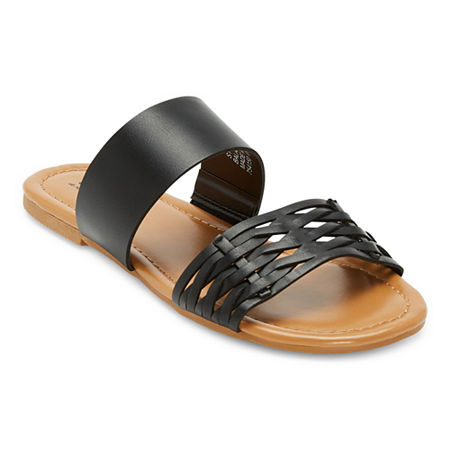  -a.n.a Womens Dual Band Slide Flat Sandals