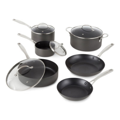 Calphalon Hard Anodized Non-Stick 10-pc. Cookware Set, Color: Black -  JCPenney