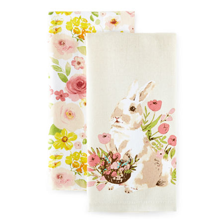 Homewear Happy Easter Bunny 2-pc. Kitchen Towel, One Size , White