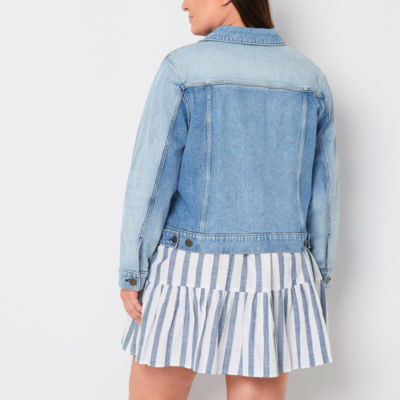 a.n.a Womens Plus Denim Midweight Jacket