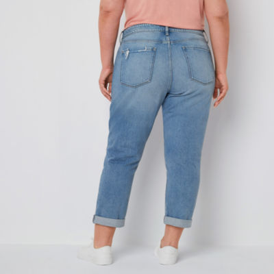 a.n.a - Plus Womens Mid Rise Boyfriend Jean