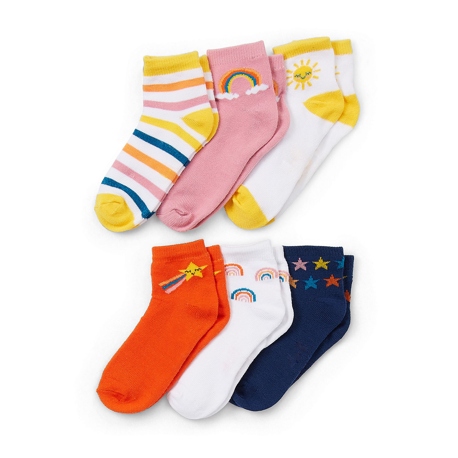 Okie Dokie Toddler Girls 6 Pair Quarter Socks, Color: Rainbow - JCPenney