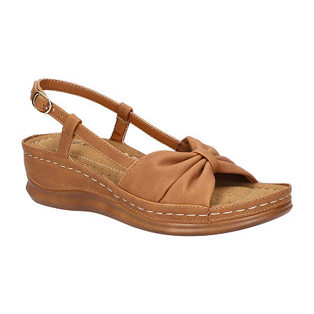 Easy Street Womens Jupiter Strap Sandals, 8 Wide, Brown