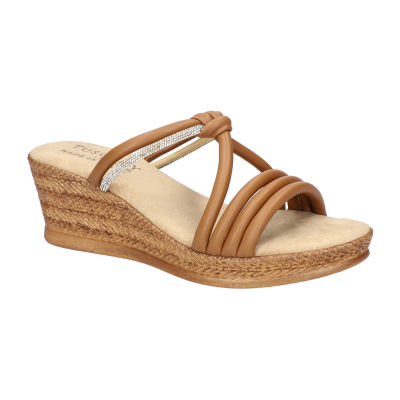 Easy Street Womens Elvera Wedge Sandals, Color: Tan - JCPenney