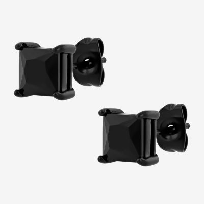 Genuine Black Spinel Stainless Steel 15mm Stud Earrings