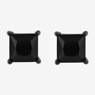 Genuine Black Spinel Stainless Steel 15mm Stud Earrings