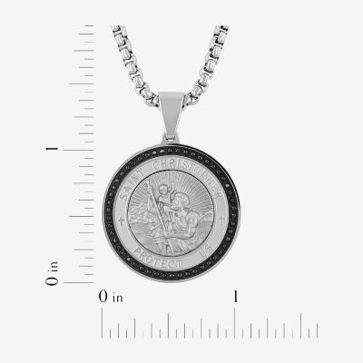 Mens 1/4 CT. T.W. Natural Diamond Stainless Steel Round Pendant Necklace