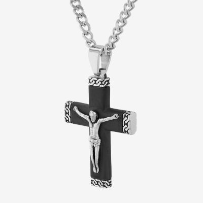 Mens Stainless Steel Cross Pendant Necklace