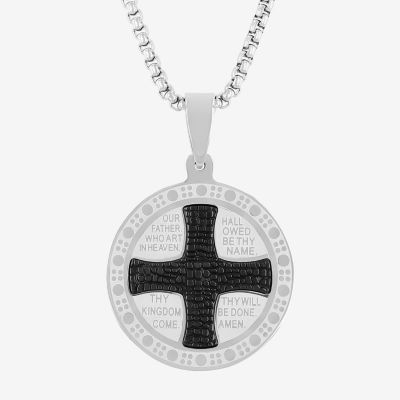 Mens Stainless Steel Circle 24 Inch Pendant Necklace
