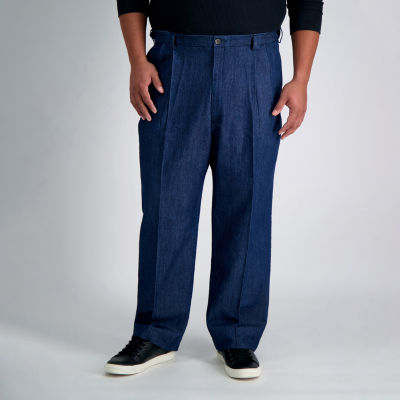 Haggar® Mens Big and Tall Classic Fit Flat Pleated Denim Pant