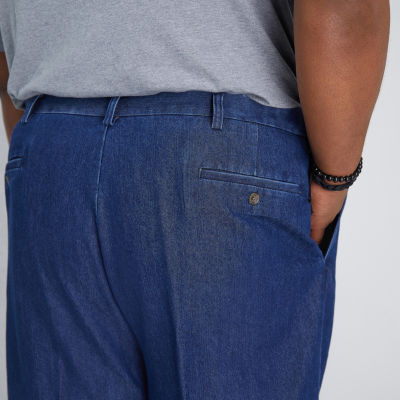 Haggar Stretch Denim Mens Classic Fit Big and Tall Flat Front Pant