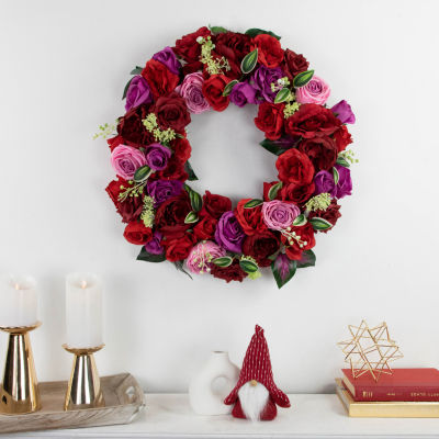 Northlight 24in Mixed Rose Artificial Spring Floral Wreath