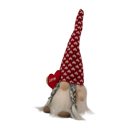 Northlight 13in Led Lighted Girl With Love Heart Valentines Day Gnome, One Size, Red