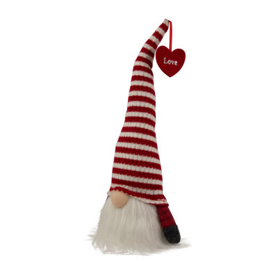 Northlight 13.5in Led Lighted Red And White Striped Hat Valentines Day Gnome