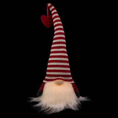 Northlight 13.5in Led Lighted Red And White Striped Hat Valentines Day Gnome